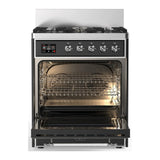 ILVE Majestic III 30-inch Dual Fuel Range with 5 Natural Gas Burner and Solid Door Electric Oven in Graphite Matte with Chrome Trim (UM30QNR3MGC)