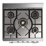 ILVE Majestic III 30-inch Dual Fuel Range with 5 Natural Gas Burner and Solid Door Electric Oven in Graphite Matte with Chrome Trim (UM30QNR3MGC)