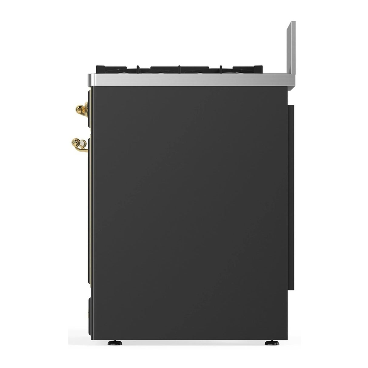 ILVE Majestic III 30-inch Dual Fuel Range with 5 Liquid Propane Burner and Solid Door Electric Oven in Graphite Matte with Brass Trim (UM30QNR3MGGLP)