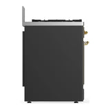 ILVE Majestic III 30-inch Dual Fuel Range with 5 Natural Gas Burner and Solid Door Electric Oven in Graphite Matte with Brass Trim (UM30QNR3MGG)