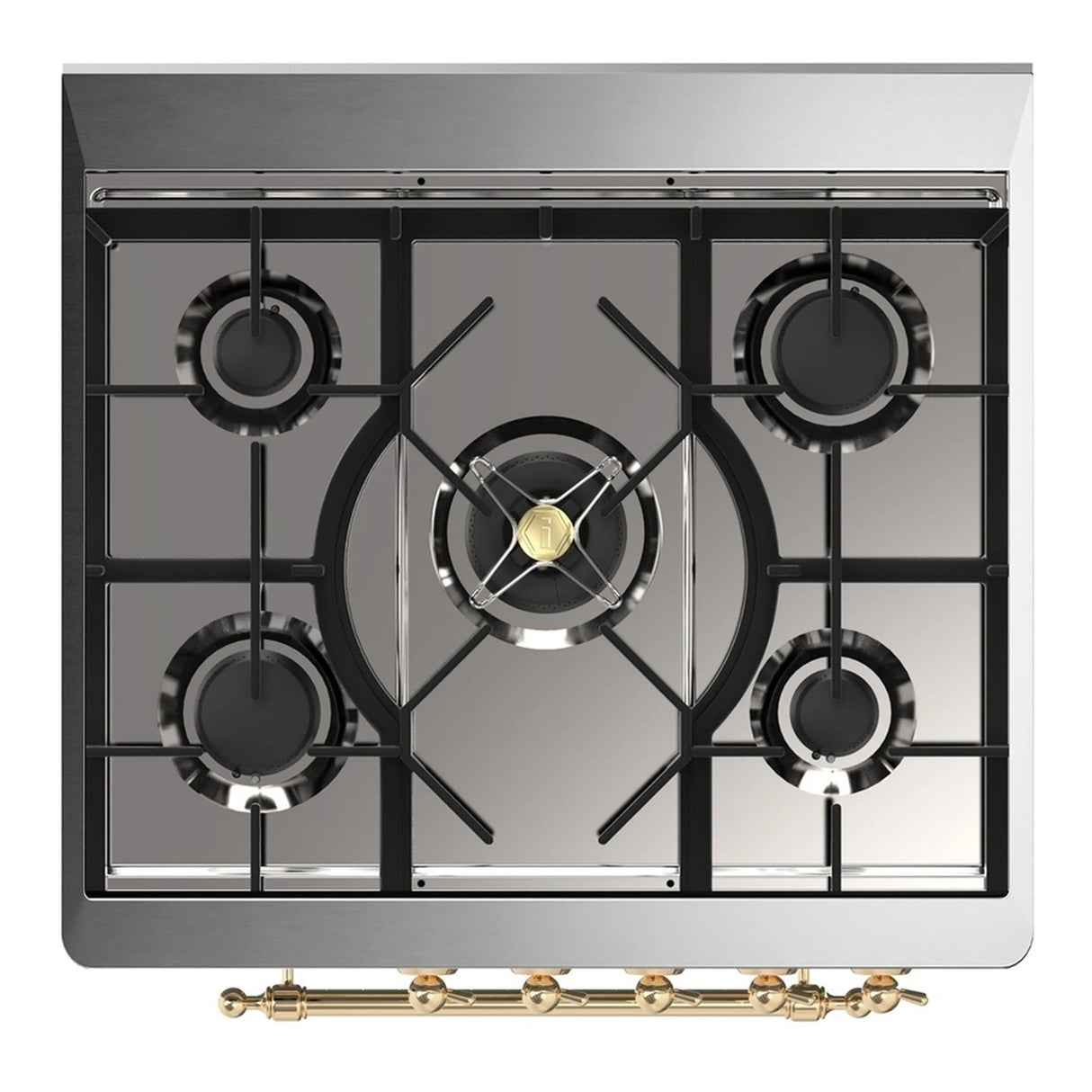 ILVE Majestic III 30-inch Dual Fuel Range with 5 Liquid Propane Burner and Solid Door Electric Oven in Graphite Matte with Brass Trim (UM30QNR3MGGLP)