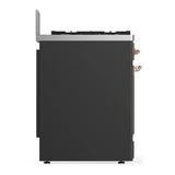 ILVE Majestic III 30-inch Dual Fuel Range with 5 Natural Gas Burner and Solid Door Electric Oven in Graphite Matte with Copper Trim (UM30QNR3MGP)
