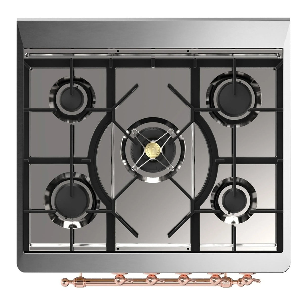 ILVE Majestic III 30-inch Dual Fuel Range with 5 Natural Gas Burner and Solid Door Electric Oven in Graphite Matte with Copper Trim (UM30QNR3MGP)