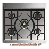 ILVE Majestic III 30-inch Dual Fuel Range with 5 Natural Gas Burner and Solid Door Electric Oven in Graphite Matte with Copper Trim (UM30QNR3MGP)