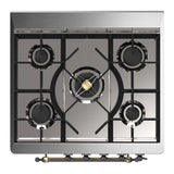 ILVE Majestic III 30-inch Dual Fuel Range with 5 Natural Gas Burner and Solid Door Electric Oven in RAL with Burnished Trim (UM30QNR3RAB)