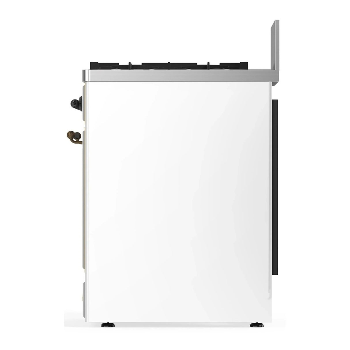 ILVE Majestic III 30-inch Dual Fuel Range with 5 Liquid Propane Burner and Solid Door Electric Oven in White with Burnished Trim (UM30QNR3WHBLP)