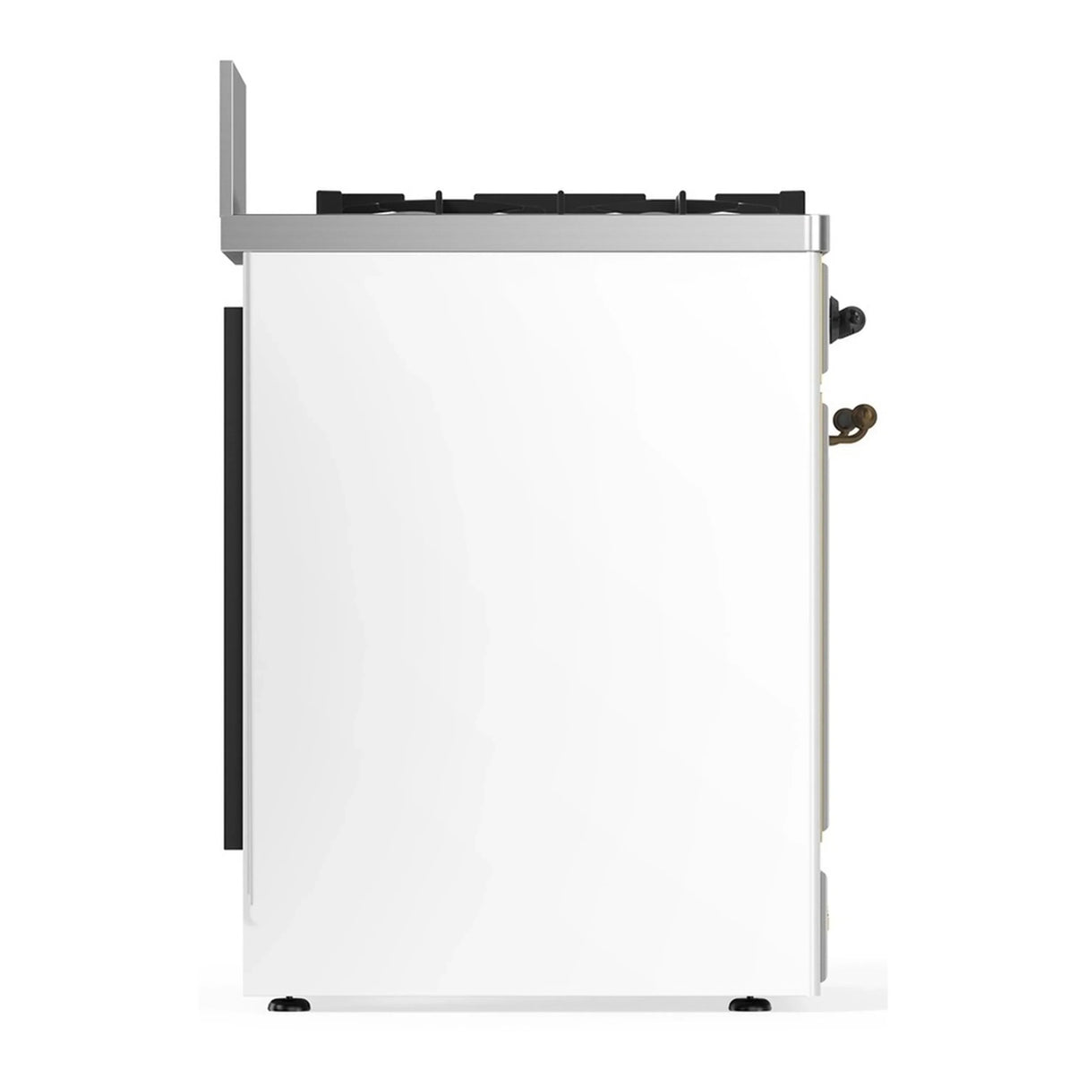 ILVE Majestic III 30-inch Dual Fuel Range with 5 Liquid Propane Burner and Solid Door Electric Oven in White with Burnished Trim (UM30QNR3WHBLP)