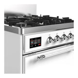 ILVE Majestic III 30-inch Dual Fuel Range with 5 Liquid Propane Burner and Solid Door Electric Oven in White with Chrome Trim (UM30QNR3WHCLP)