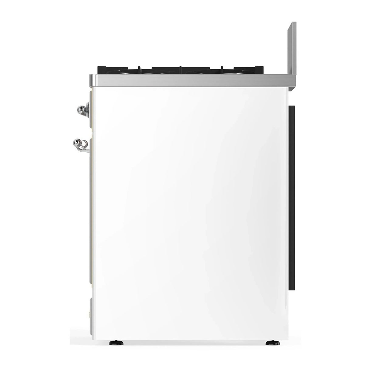 ILVE Majestic III 30-inch Dual Fuel Range with 5 Liquid Propane Burner and Solid Door Electric Oven in White with Chrome Trim (UM30QNR3WHCLP)