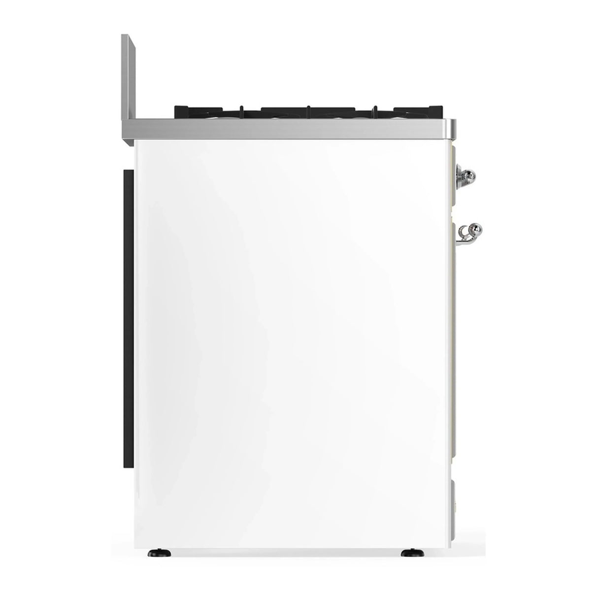 ILVE Majestic III 30-inch Dual Fuel Range with 5 Liquid Propane Burner and Solid Door Electric Oven in White with Chrome Trim (UM30QNR3WHCLP)