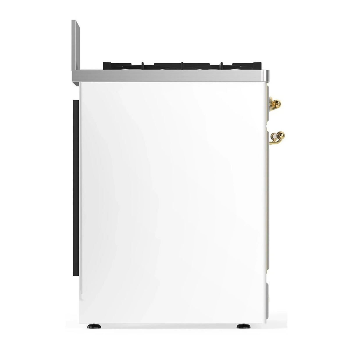 ILVE Majestic III 30-inch Dual Fuel Range with 5 Liquid Propane Burner and Solid Door Electric Oven in White with Brass Trim (UM30QNR3WHGLP)