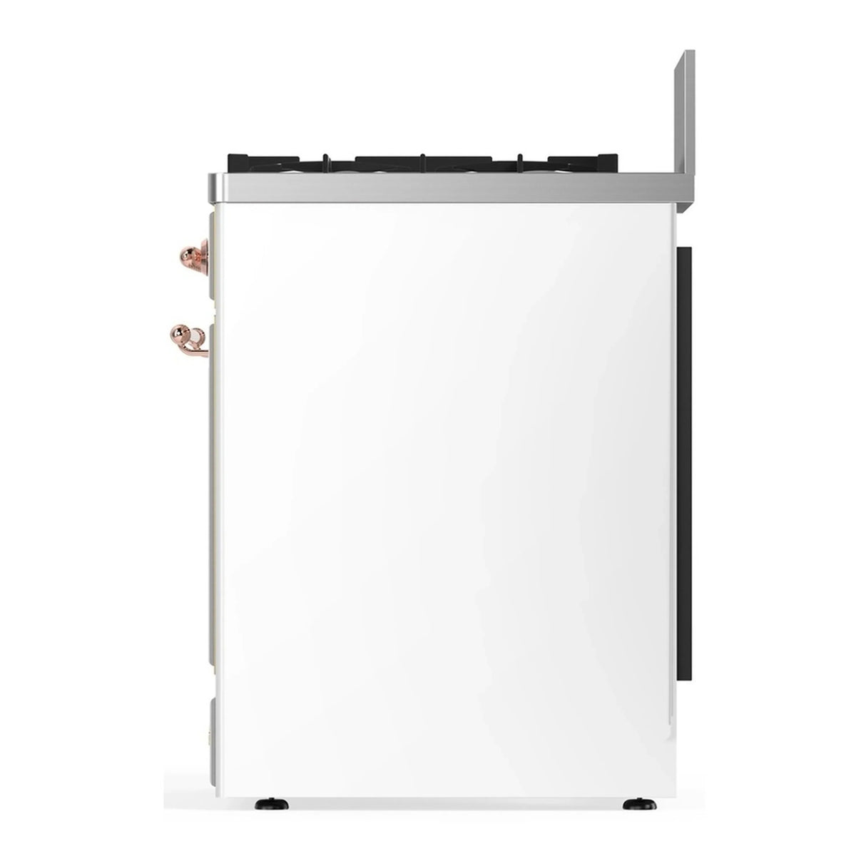 ILVE Majestic III 30-inch Dual Fuel Range with 5 Liquid Propane Burner and Solid Door Electric Oven in White with Copper Trim (UM30QNR3WHPLP)