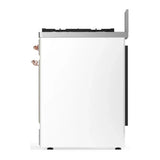 ILVE Majestic III 30-inch Dual Fuel Range with 5 Liquid Propane Burner and Solid Door Electric Oven in White with Copper Trim (UM30QNR3WHPLP)