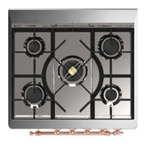 ILVE Majestic III 30-inch Dual Fuel Range with 5 Liquid Propane Burner and Solid Door Electric Oven in White with Copper Trim (UM30QNR3WHPLP)