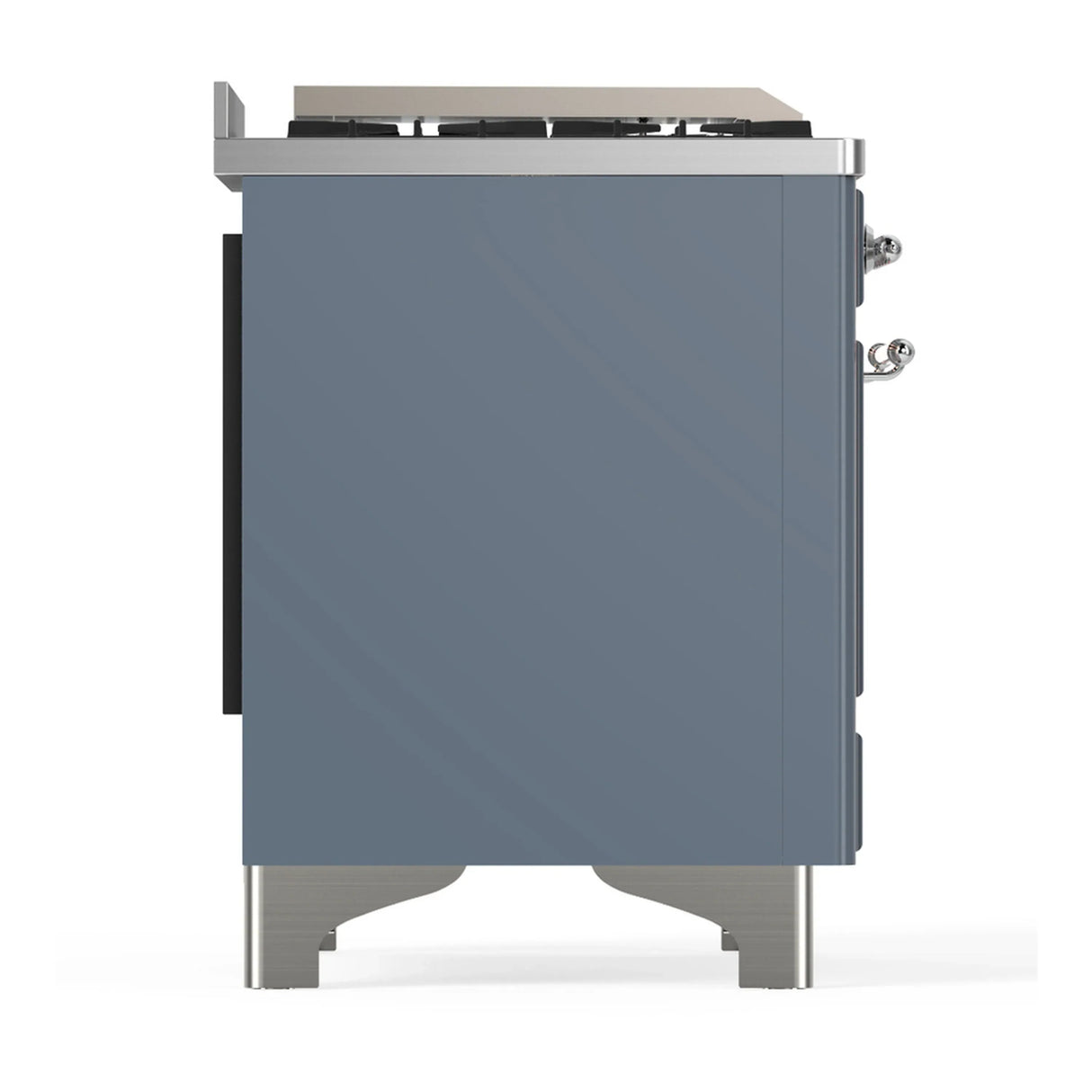ILVE Majestic III 36-inch Dual Fuel Range with 6 Natural Gas Burner, Griddle and Triple Glass Door Electric Oven in Blue Grey with Chrome Trim (UM36FNR3BGC)