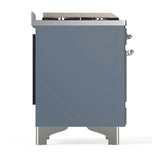 ILVE Majestic III 36-inch Dual Fuel Range with 6 Natural Gas Burner, Griddle and Triple Glass Door Electric Oven in Blue Grey with Chrome Trim (UM36FNR3BGC)