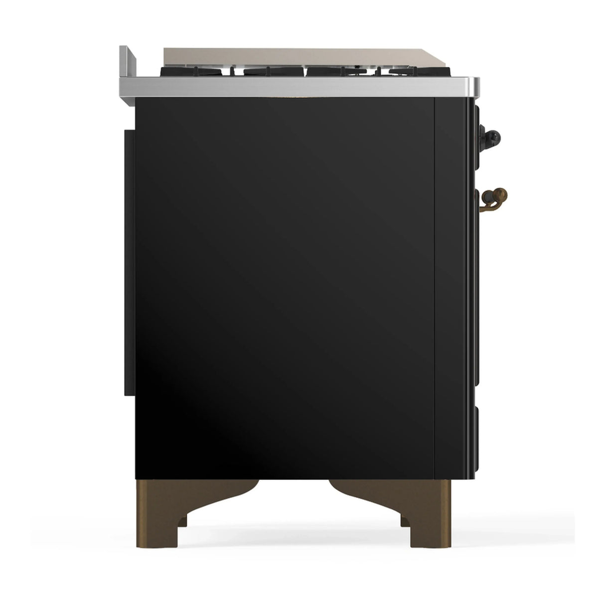 ILVE Majestic III 36-inch Dual Fuel Range with 5 Liquid Propane Burner, Griddle and Triple Glass Door Electric Oven in Glossy Black with Burnished Trim (UM36FNR3BKBLP)