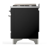 ILVE Majestic III 36-inch Dual Fuel Range with 5 Liquid Propane Burner, Griddle and Triple Glass Door Electric Oven in Glossy Black with Chrome Trim (UM36FNR3BKCLP)