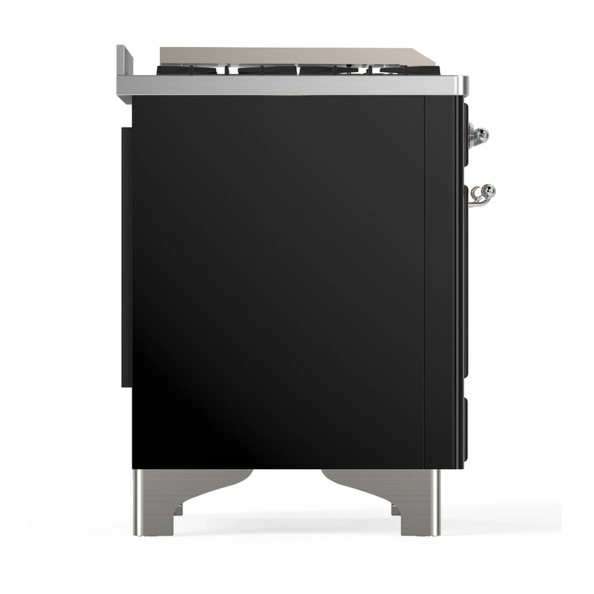 ILVE Majestic III 36-inch Dual Fuel Range with 5 Liquid Propane Burner, Griddle and Triple Glass Door Electric Oven in Glossy Black with Chrome Trim (UM36FNR3BKCLP)