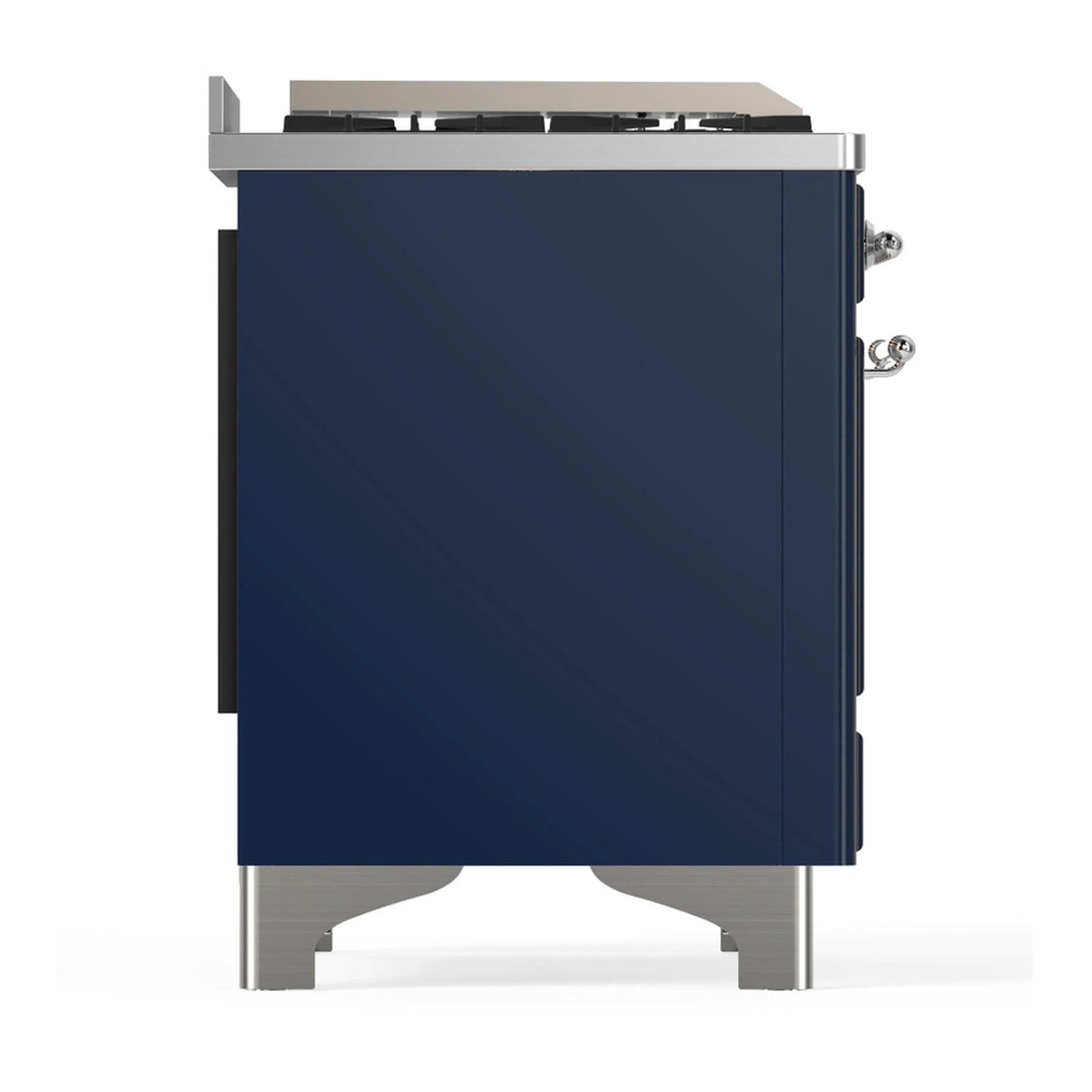 ILVE Majestic III 36-inch Dual Fuel Range with 6 Natural Gas Burner, Griddle and Triple Glass Door Electric Oven in Midnight Blue with Chrome Trim (UM36FNR3MBC)