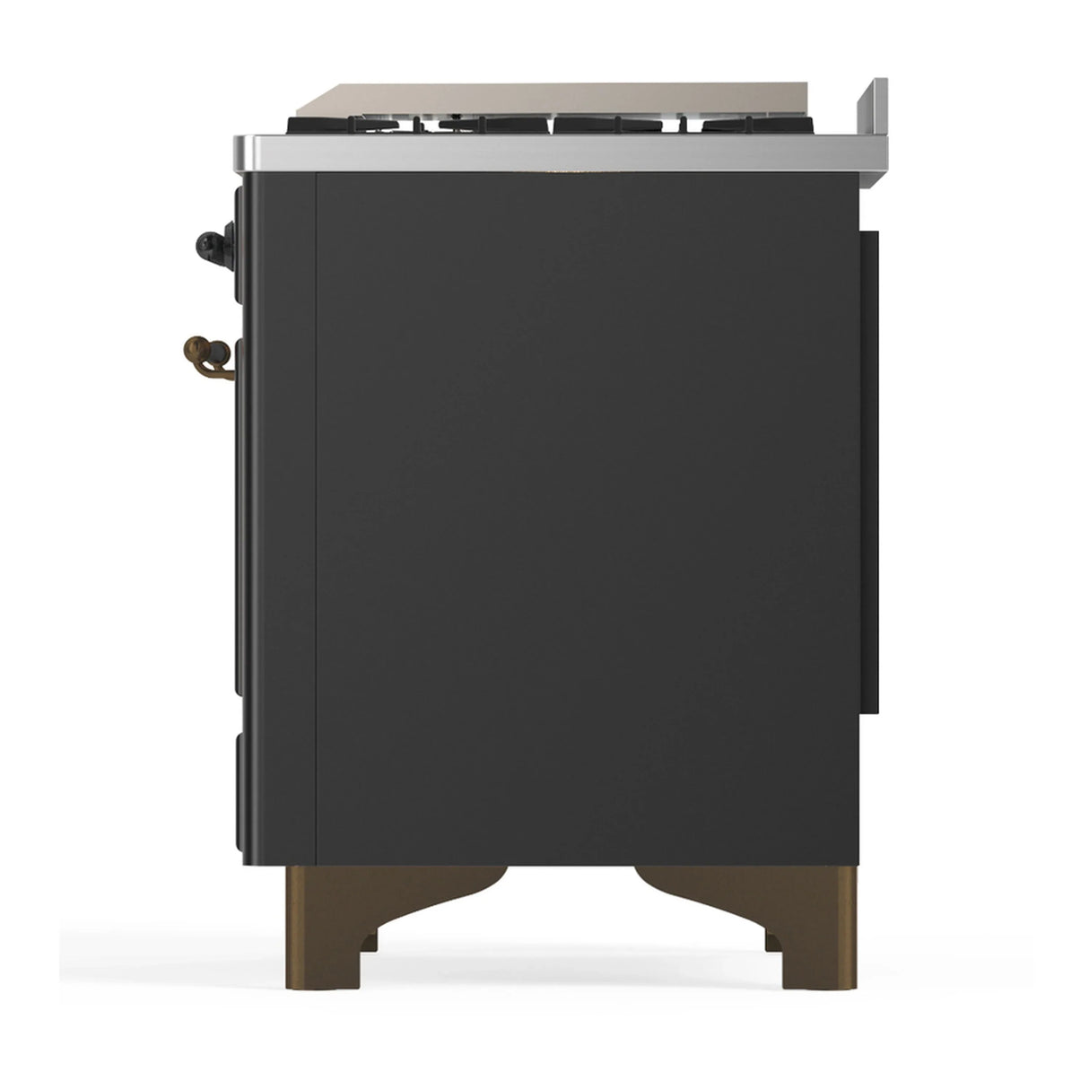 ILVE Majestic III 36-inch Dual Fuel Range with 5 Liquid Propane Burner, Griddle and Triple Glass Door Electric Oven in Graphite Matte with Burnished Trim (UM36FNR3MGBLP)