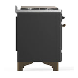 ILVE Majestic III 36-inch Dual Fuel Range with 5 Liquid Propane Burner, Griddle and Triple Glass Door Electric Oven in Graphite Matte with Burnished Trim (UM36FNR3MGBLP)