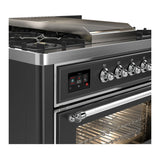 ILVE Majestic III 36-inch Dual Fuel Range with 6 Natural Gas Burner, Griddle and Triple Glass Door Electric Oven in Graphite Matte with Chrome Trim (UM36FNR3MGC)