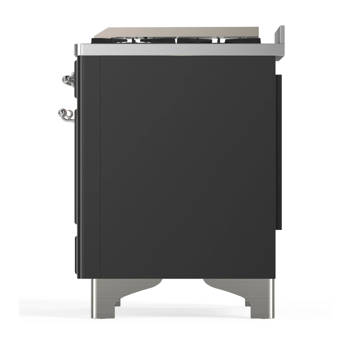 ILVE Majestic III 36-inch Dual Fuel Range with 6 Natural Gas Burner, Griddle and Triple Glass Door Electric Oven in Graphite Matte with Chrome Trim (UM36FNR3MGC)