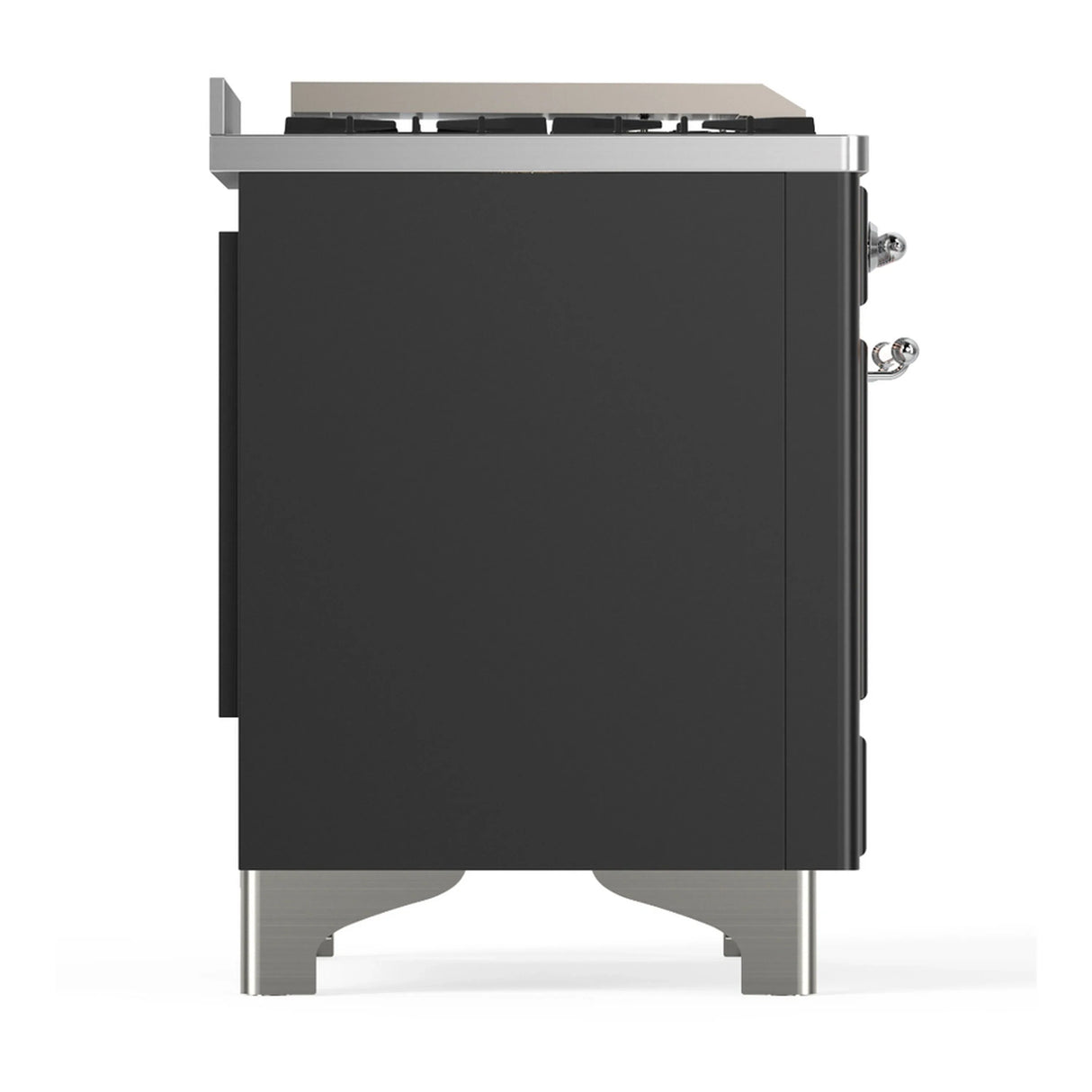 ILVE Majestic III 36-inch Dual Fuel Range with 6 Natural Gas Burner, Griddle and Triple Glass Door Electric Oven in Graphite Matte with Chrome Trim (UM36FNR3MGC)