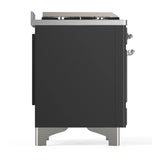 ILVE Majestic III 36-inch Dual Fuel Range with 6 Natural Gas Burner, Griddle and Triple Glass Door Electric Oven in Graphite Matte with Chrome Trim (UM36FNR3MGC)