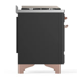 ILVE Majestic III 36-inch Dual Fuel Range with 6 Natural Gas Burner, Griddle and Triple Glass Door Electric Oven in Graphite Matte with Copper Trim (UM36FNR3MGP)