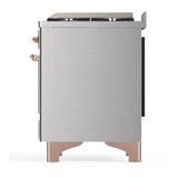 ILVE Majestic III 36-inch Dual Fuel Range with 6 Natural Gas Burner, Griddle and Triple Glass Door Electric Oven in Stainless Steel with Copper Trim (UM36FNR3SSP)