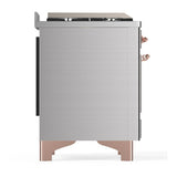 ILVE Majestic III 36-inch Dual Fuel Range with 6 Natural Gas Burner, Griddle and Triple Glass Door Electric Oven in Stainless Steel with Copper Trim (UM36FNR3SSP)