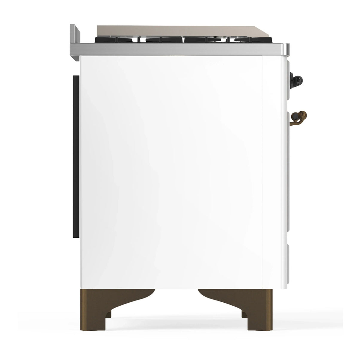 ILVE Majestic III 36-inch Dual Fuel Range with 5 Liquid Propane Burner, Griddle and Triple Glass Door Electric Oven in White with Burnished Trim (UM36FNR3WHBLP)