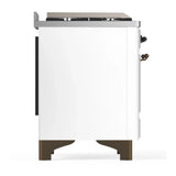 ILVE Majestic III 36-inch Dual Fuel Range with 5 Liquid Propane Burner, Griddle and Triple Glass Door Electric Oven in White with Burnished Trim (UM36FNR3WHBLP)