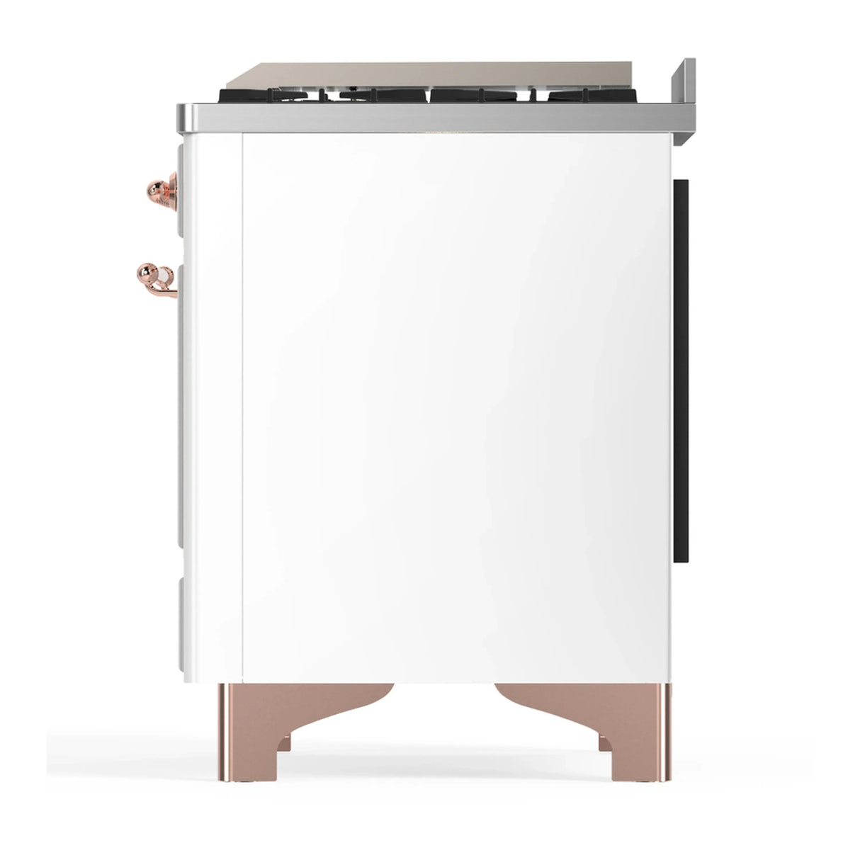 ILVE Majestic III 36-inch Dual Fuel Range with 5 Liquid Propane Burner, Griddle and Triple Glass Door Electric Oven in White with Copper Trim (UM36FNR3WHPLP)