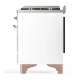 ILVE Majestic III 36-inch Dual Fuel Range with 5 Liquid Propane Burner, Griddle and Triple Glass Door Electric Oven in White with Copper Trim (UM36FNR3WHPLP)