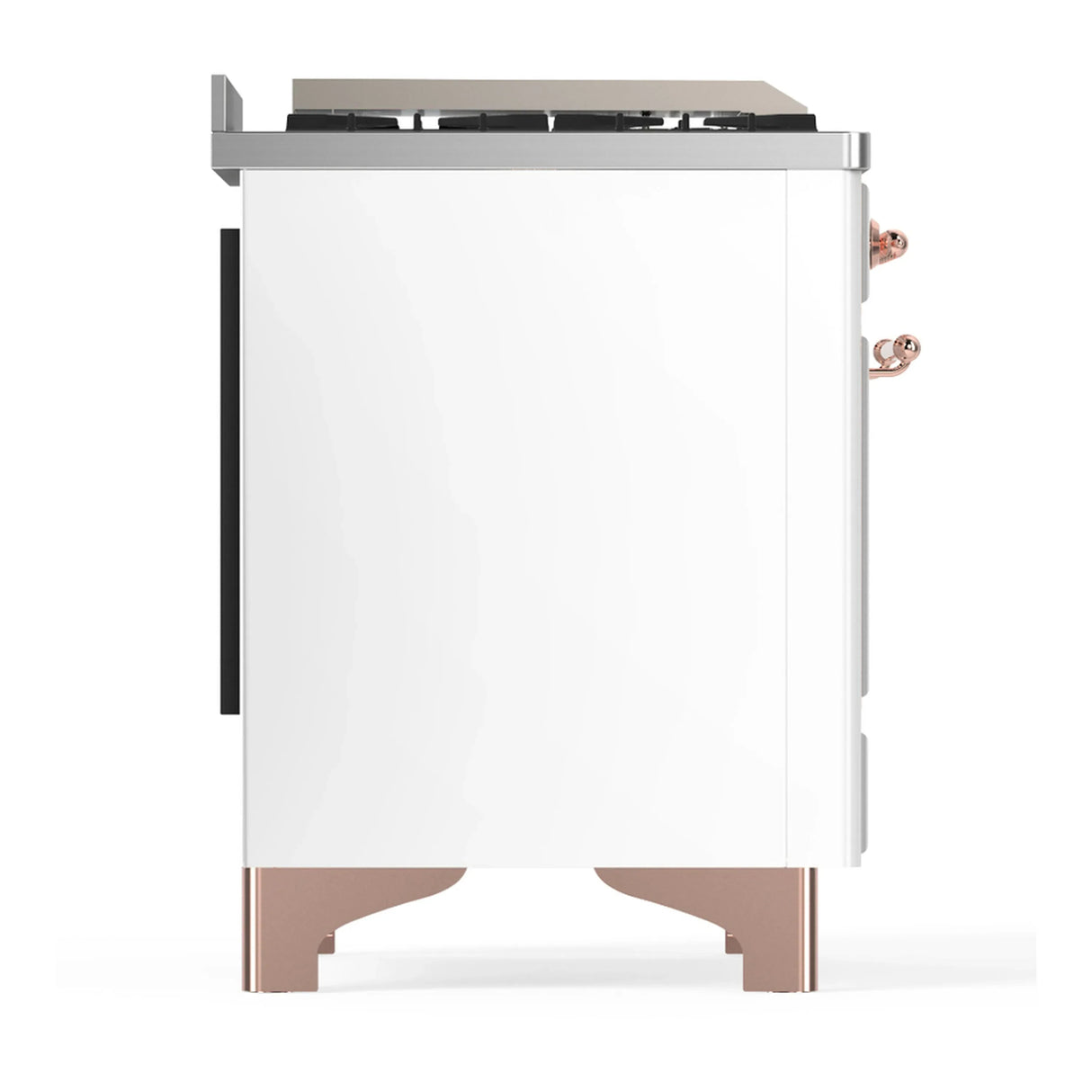 ILVE Majestic III 36-inch Dual Fuel Range with 5 Liquid Propane Burner, Griddle and Triple Glass Door Electric Oven in White with Copper Trim (UM36FNR3WHPLP)