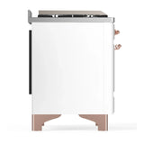 ILVE Majestic III 36-inch Dual Fuel Range with 6 Natural Gas Burner, Griddle and Triple Glass Door Electric Oven in White with Copper Trim (UM36FNR3WHP)