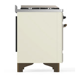 ILVE Majestic III 36-inch Dual Fuel Range with 5 Liquid Propane Burner, Griddle and Solid Door Electric Oven in Antique White with Burnished Trim (UM36FQNR3AWBLP)