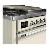ILVE Majestic III 36-inch Dual Fuel Range with 5 Liquid Propane Burner, Griddle and Solid Door Electric Oven in Antique White with Chrome Trim (UM36FQNR3AWCLP)