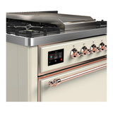ILVE Majestic III 36-inch Dual Fuel Range with 5 Liquid Propane Burner, Griddle and Solid Door Electric Oven in Antique White with Copper Trim (UM36FQNR3AWPLP)