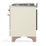 ILVE Majestic III 36-inch Dual Fuel Range with 5 Liquid Propane Burner, Griddle and Solid Door Electric Oven in Antique White with Copper Trim (UM36FQNR3AWPLP)