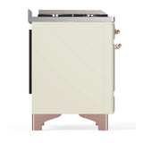 ILVE Majestic III 36-inch Dual Fuel Range with 5 Liquid Propane Burner, Griddle and Solid Door Electric Oven in Antique White with Copper Trim (UM36FQNR3AWPLP)