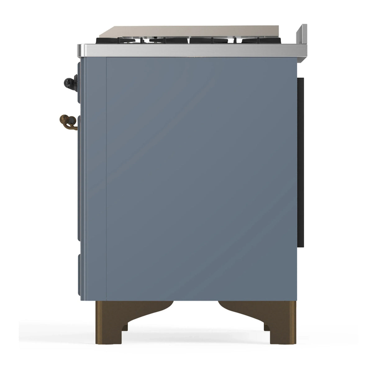 ILVE Majestic III 36-inch Dual Fuel Range with 5 Liquid Propane Burner, Griddle and Solid Door Electric Oven in Blue Grey with Burnished Trim (UM36FQNR3BGBLP)