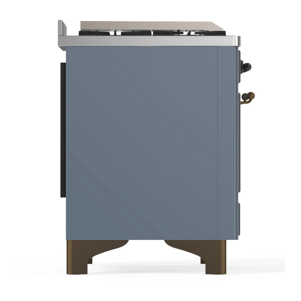 ILVE Majestic III 36-inch Dual Fuel Range with 5 Liquid Propane Burner, Griddle and Solid Door Electric Oven in Blue Grey with Burnished Trim (UM36FQNR3BGBLP)