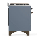 ILVE Majestic III 36-inch Dual Fuel Range with 5 Liquid Propane Burner, Griddle and Solid Door Electric Oven in Blue Grey with Burnished Trim (UM36FQNR3BGBLP)