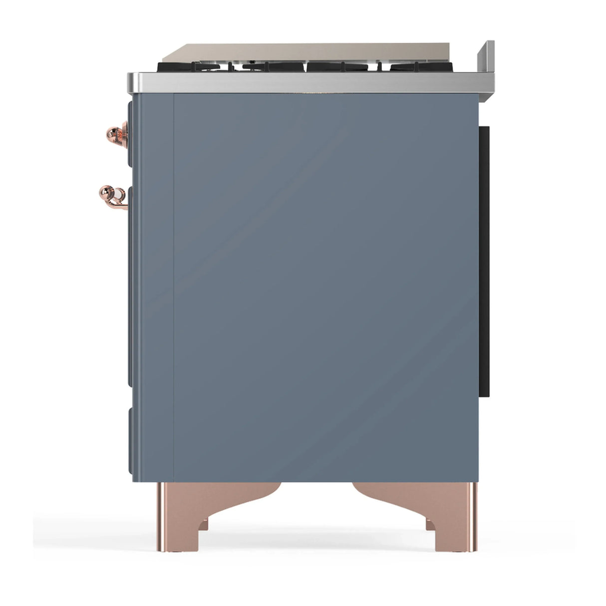 ILVE Majestic III 36-inch Dual Fuel Range with 5 Liquid Propane Burner, Griddle and Solid Door Electric Oven in Blue Grey with Copper Trim (UM36FQNR3BGPLP)