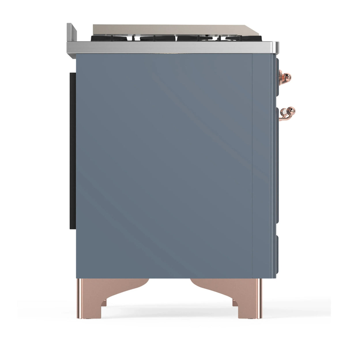 ILVE Majestic III 36-inch Dual Fuel Range with 5 Liquid Propane Burner, Griddle and Solid Door Electric Oven in Blue Grey with Copper Trim (UM36FQNR3BGPLP)