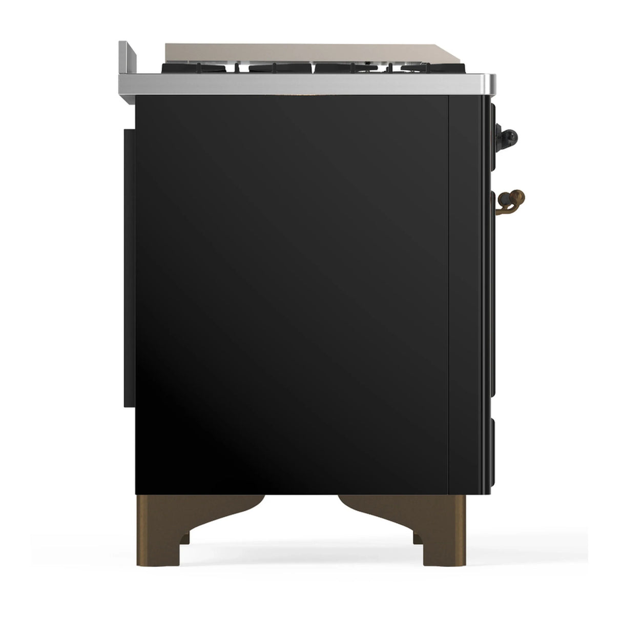 ILVE Majestic III 36-inch Dual Fuel Range with 6 Natural Gas Burner, Griddle and Solid Door Electric Oven in Glossy Black with Burnished Trim (UM36FQNR3BKB)